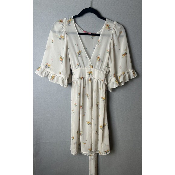 VTG Betsey Johnson Urban Outfitters 90s Sheer Floral Cottagecore Grunge Dress M - Picture 2 of 10